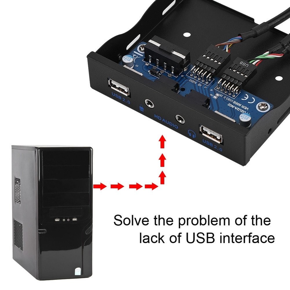 USB2.0 Optical Drive Front Panel with 2 USB 2.0/1 HD Audio/1 default