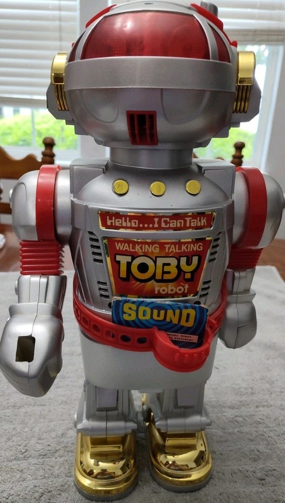 1986 New Bright TOBY ROBOT TALKING WALKING OUTER SPACE TOY Untested Excellent