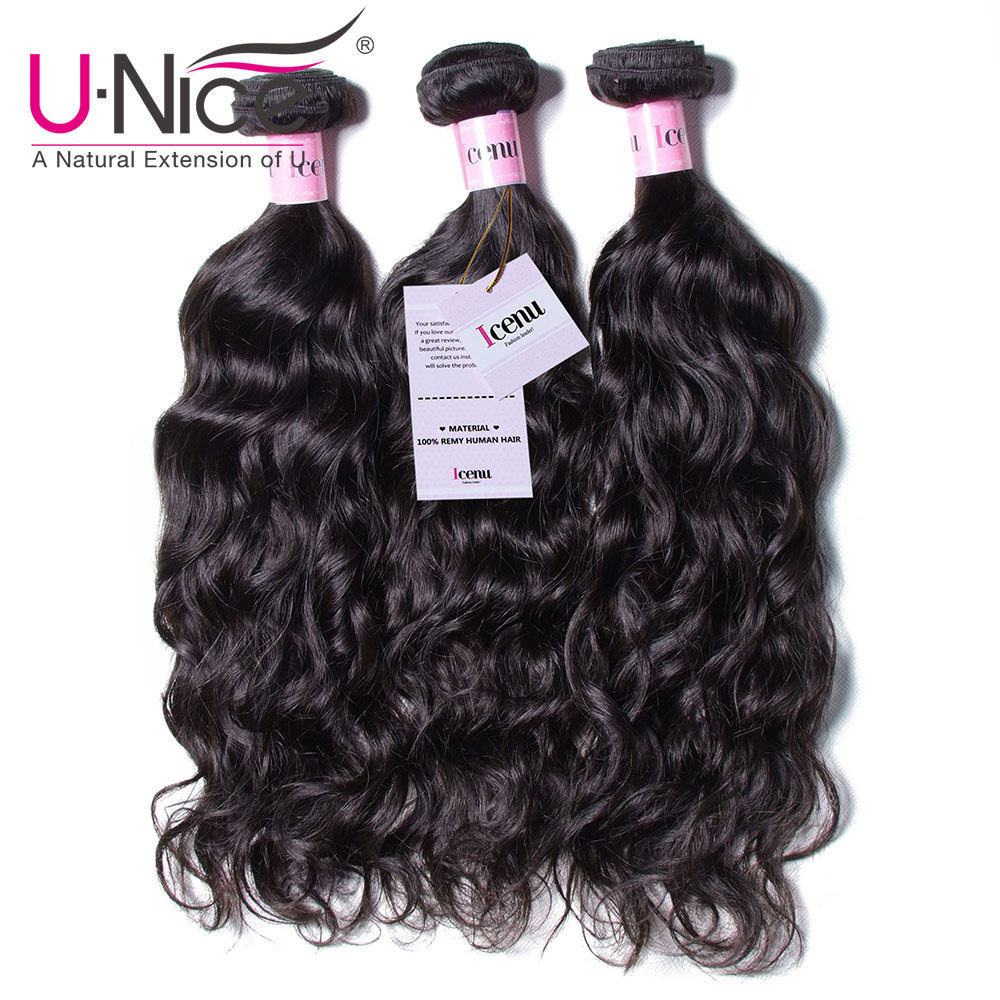UNice Hair Indian Natural Wave 100% Human Hair Extensions 1-3 Bundles Hair Wefts