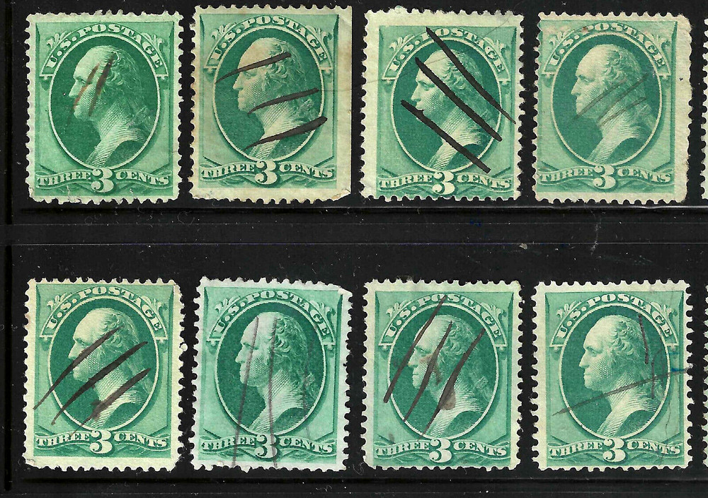 Collection Pen Cancels Shades 3 Cent Washington Banknote 1871-1883 US PC87