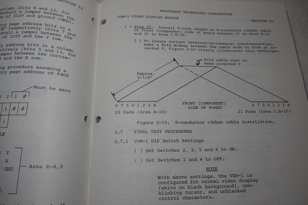 VDM-1 Video Display Module Assembly Test Instructions 1977 Processor Technology