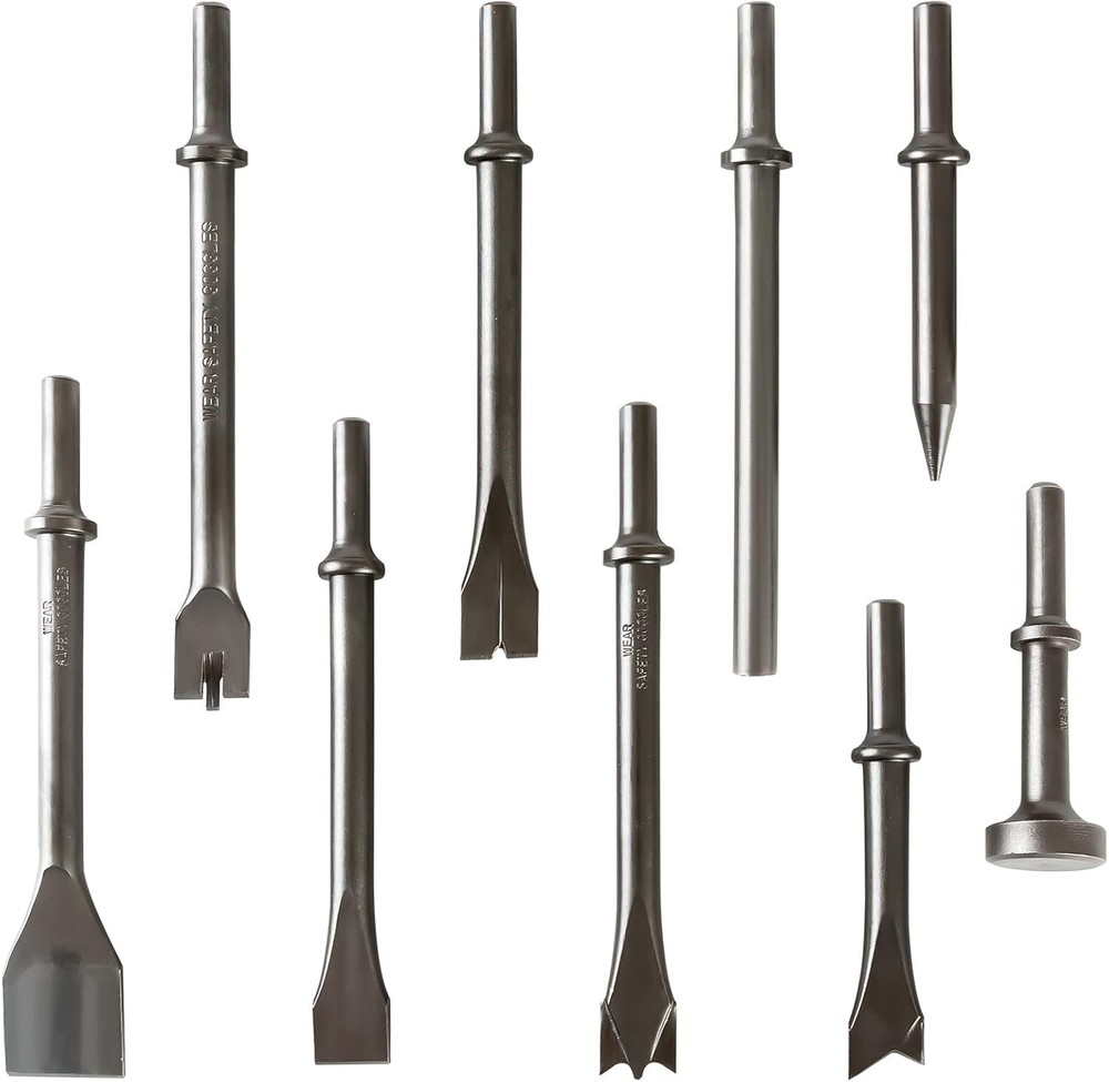 9 Pcs Air Hammer Bits Set, Pneumatic Hammer Chisel Bits, Air Chisel Bits with...