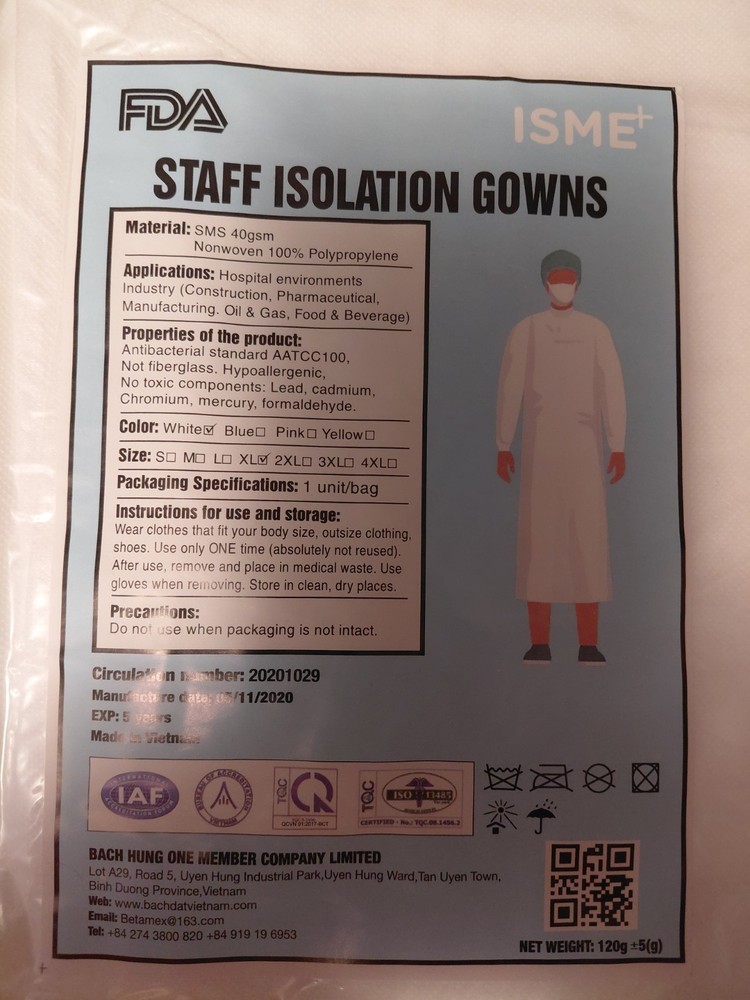 20 Staff Isolation Gowns