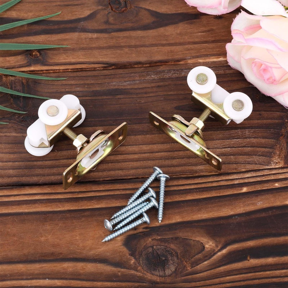 2pcs 3/4" Sliding Door Wheels Replacement Kit, Pocket Rollers Gold