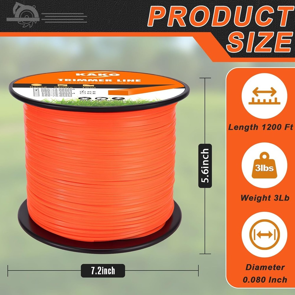 080 Trimmer Line, 080 Weed Trimmer Line, Weed Wacker String .080, Square Weed Ea