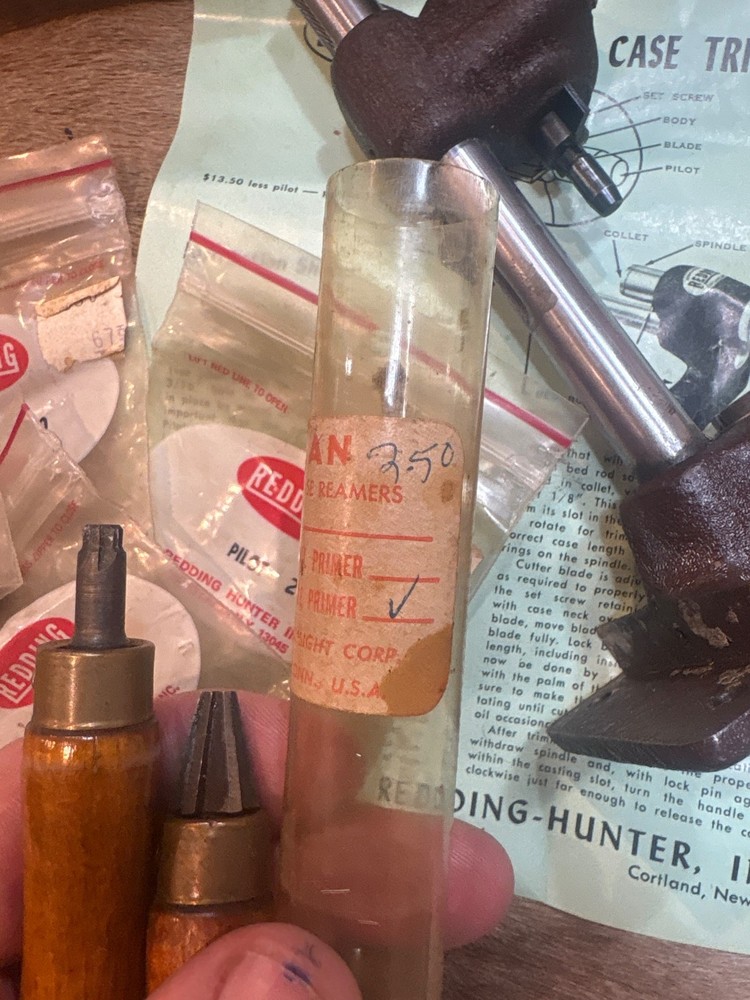 REDDING MODEL 13 MASTER CASE TRIMMER w ACCESSORIES. BOX & DIRECTIONS.