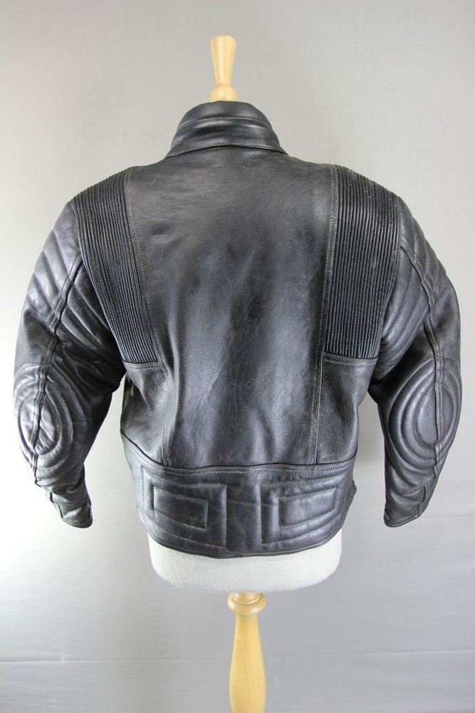 X8 SYSTEMS CLASSIC BLACK LEATHER BIKER JACKET 36 INCH