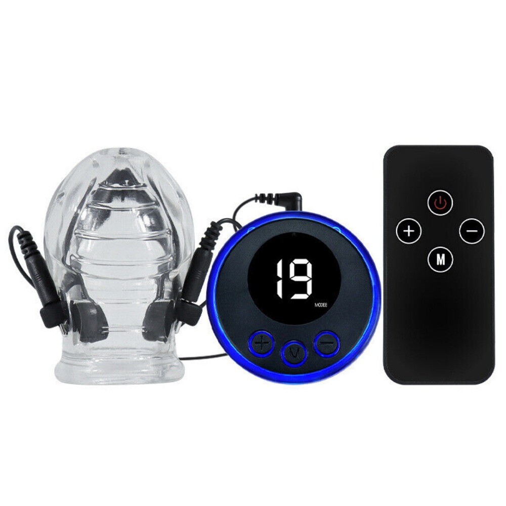 Electric E-Stim Penis Stretcher Enhancer Ball-Scrotum-Ring-Delay-Ejaculation Men