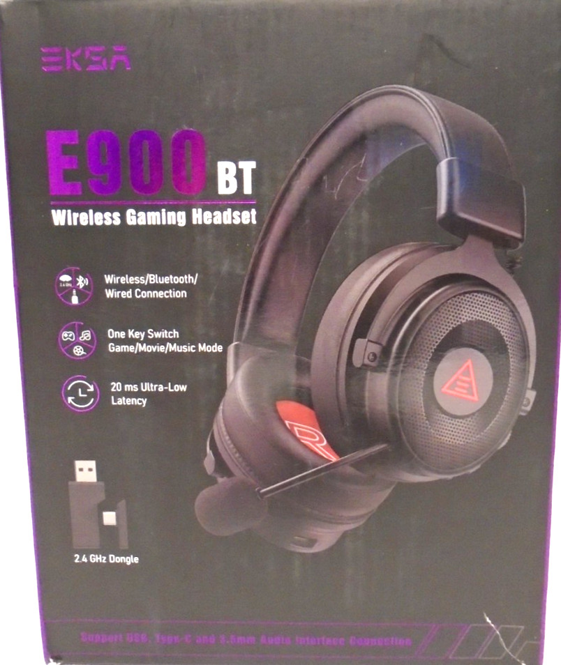 EKSA E900 BT Wireless Gaming Headset Ultra-Low Latency Open Box NO Reg. Card