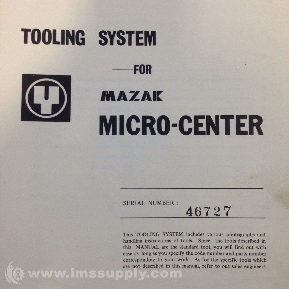 Mazak TOOLING SYSTEM-46727 Tooling Manual USIP