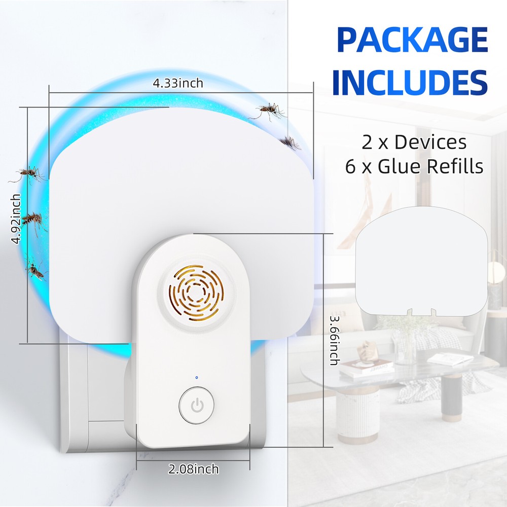 2 White Flying Insect Trap Ultrasonic Pest Repeller