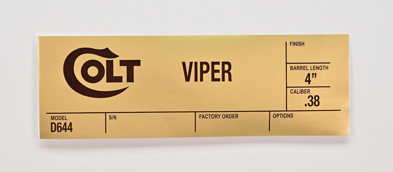 Colt Viper 4 Inch 1977-78 Box And Paperwork Package. Brand New