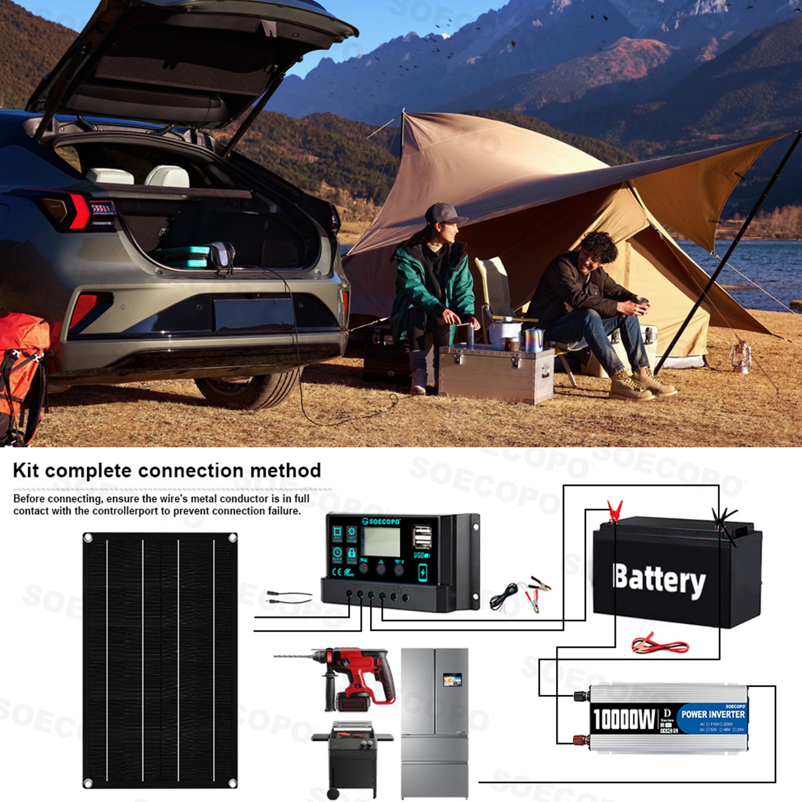 10000W Inverter Solar Panel Kit Solar Power Generator 100A Home 110V Grid Systhy