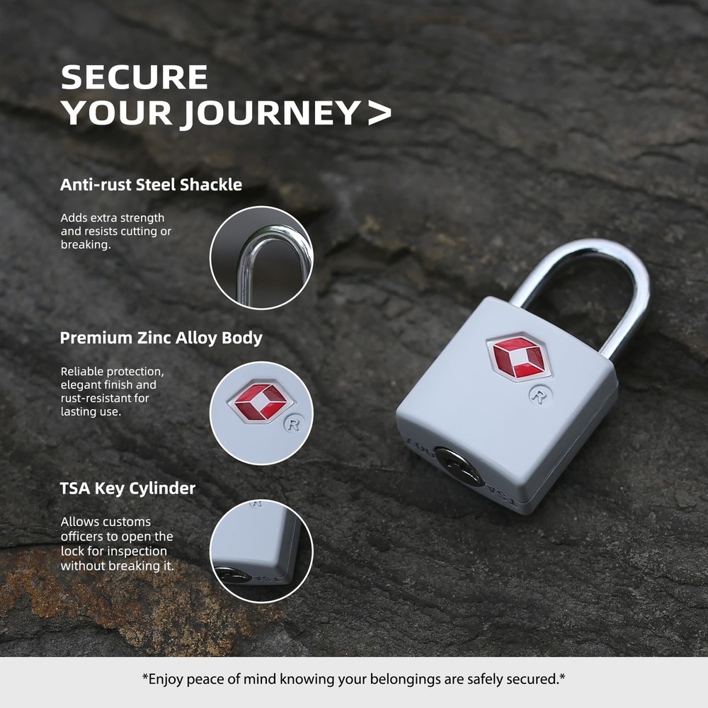 UP Security Luggage Locks TSA Approved 4 Pack, for Gray