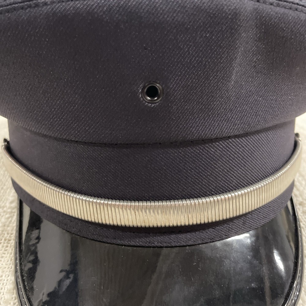 Class A Round Top Navy Blue & Silver Hatband Uniform Cap Hat Size Medium
