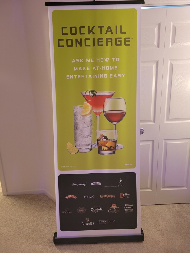 Cocktail Concierge retractable banner with carrying bag