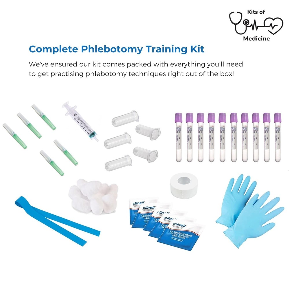 Durable Phlebotomy Practice Kit with HD Tutorials for Confident Nursing Students