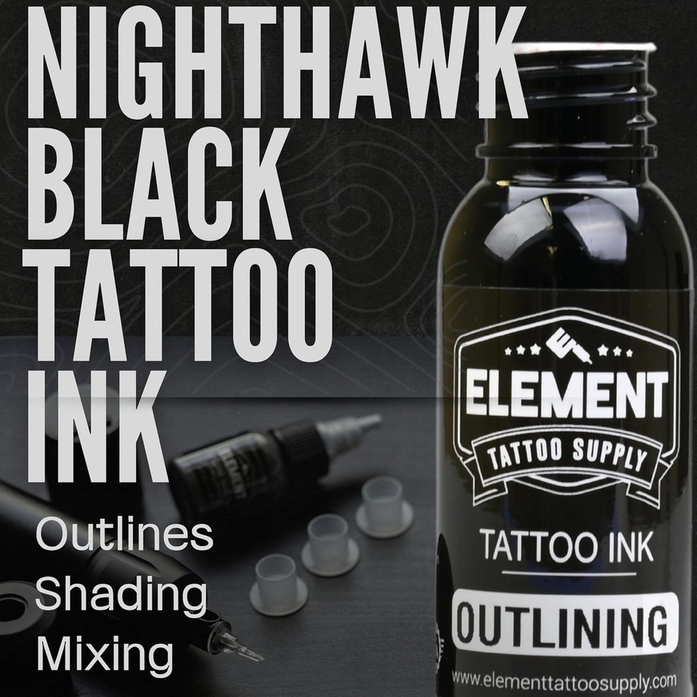 Black Tattoo Ink Safe 1oz Solid for Outlining Shading Professional