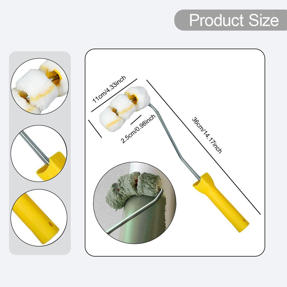 Paint Roller for Pipe with Frame for Curved Surface and Tight Space Smooth