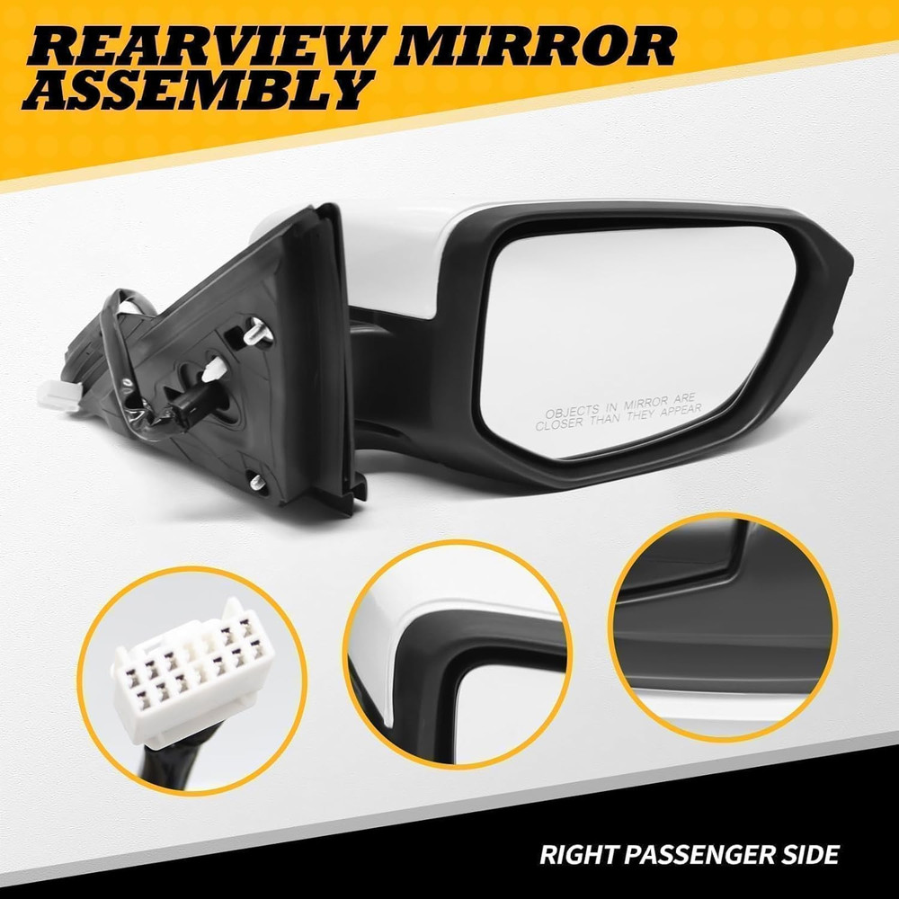 Right Side Mirror Assembly Compatible with Civic 2016-2021 Camera & Heated & Pow