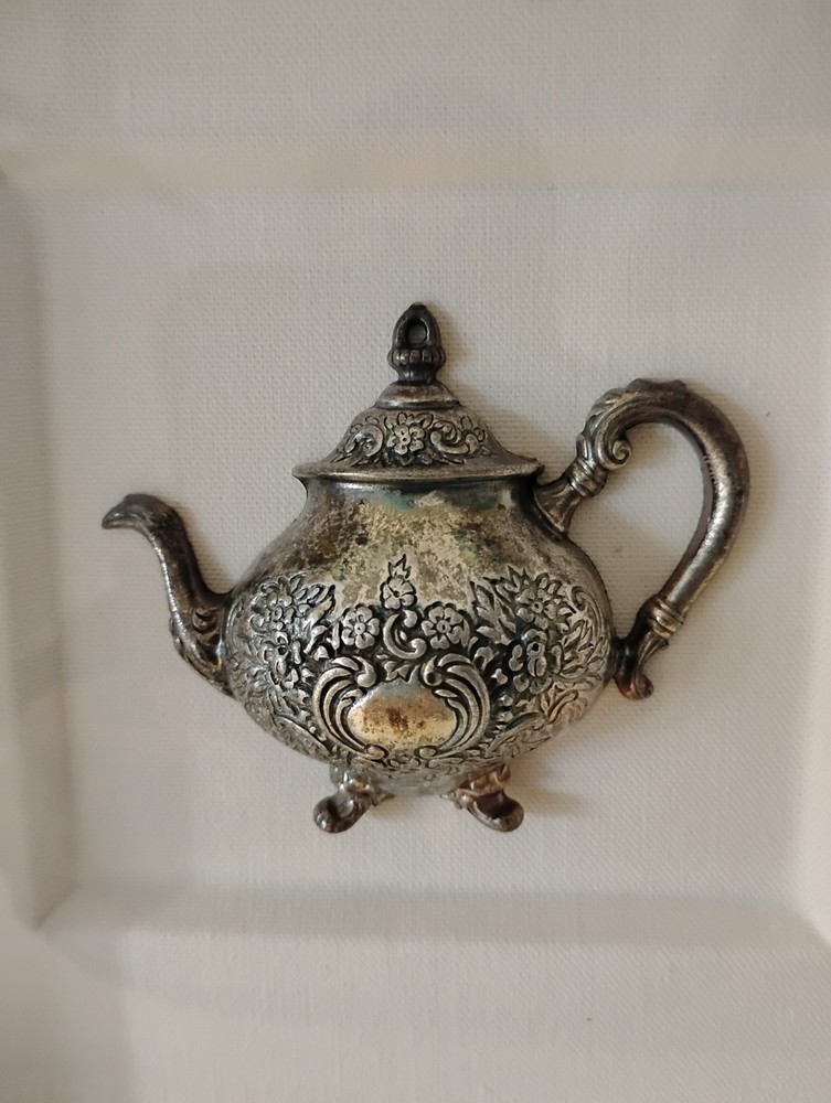 Nicely Framed Silver Plated Tea Pot.Small Wall Art.