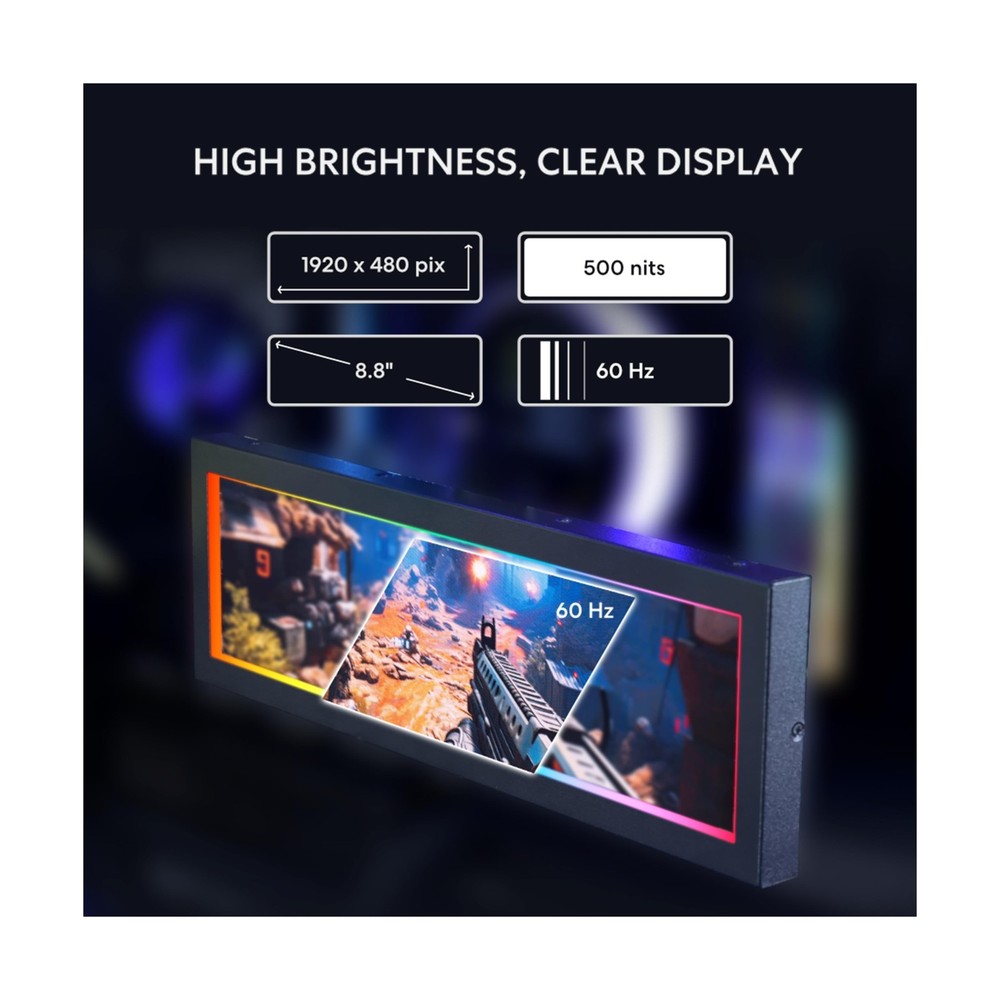 Lian Li 8.8" Universal Screen for PC - Adjustable Mounting for Any Computer S...