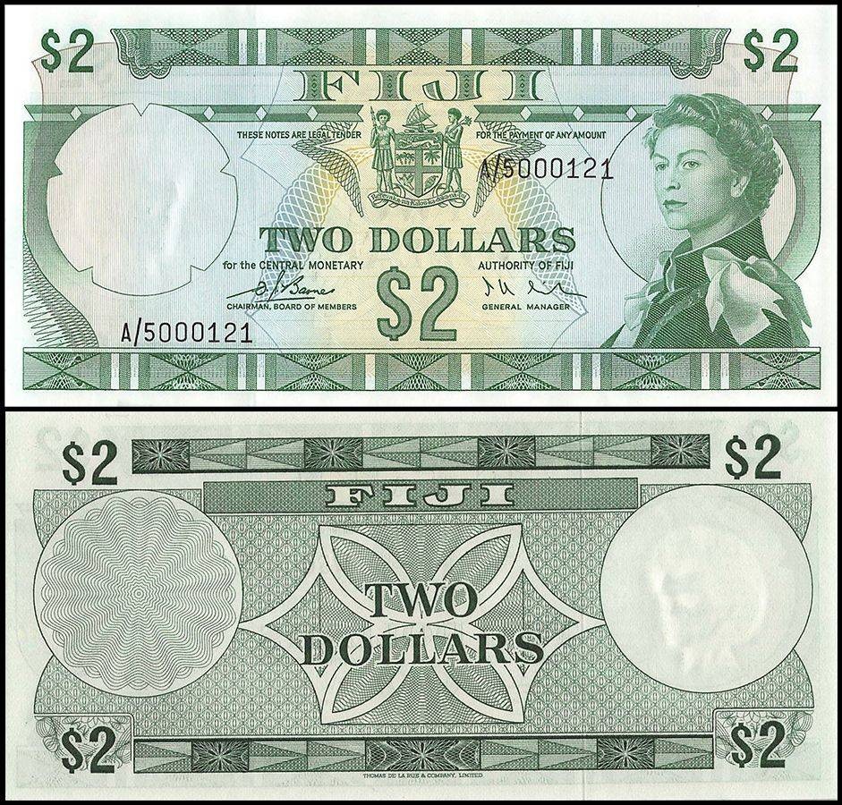 Fiji 2 Dollars, 1974 ND, P-72a, UNC