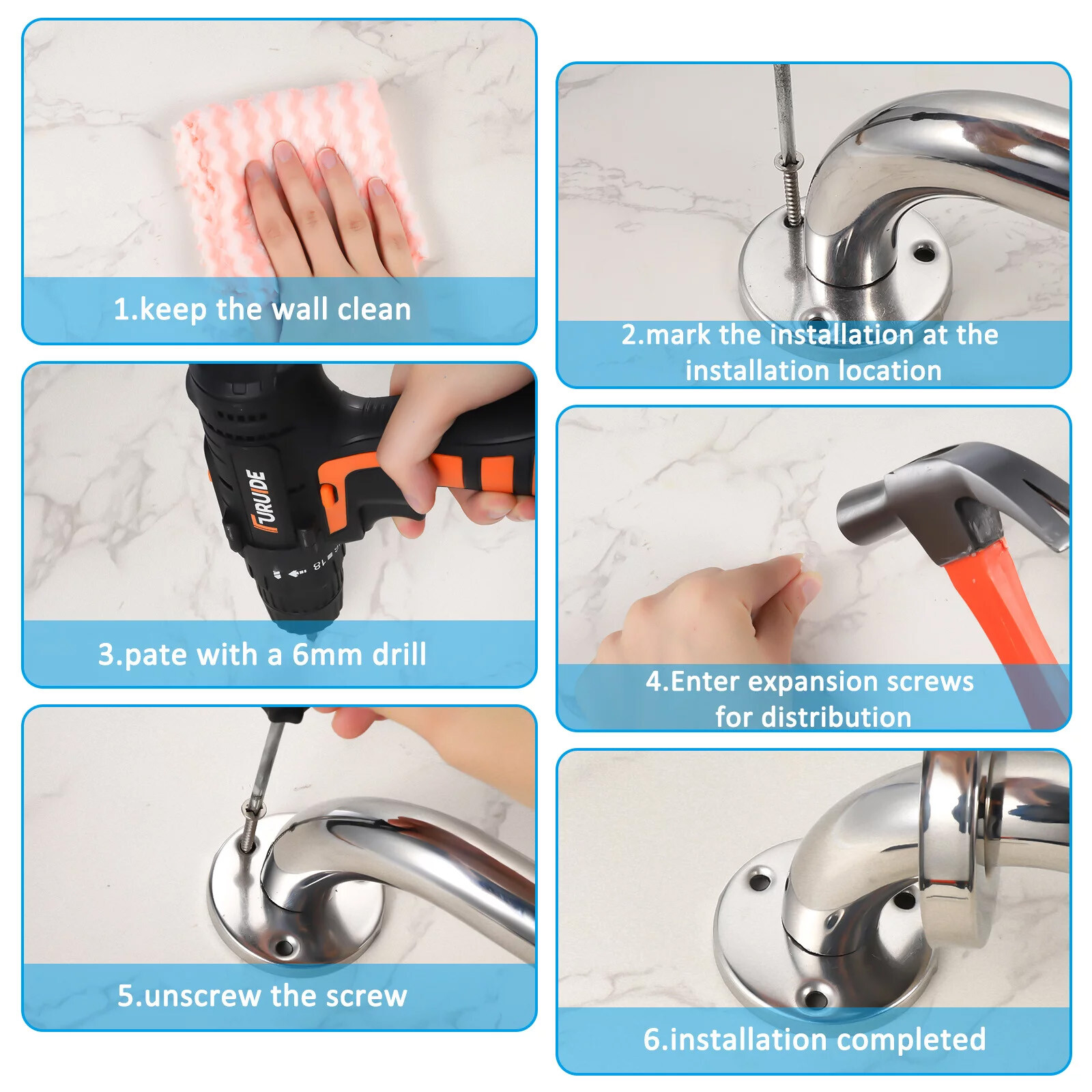 2 Pack Stainless Steel Shower Grab Bar Bathroom Safety Shower Handle for Elderly