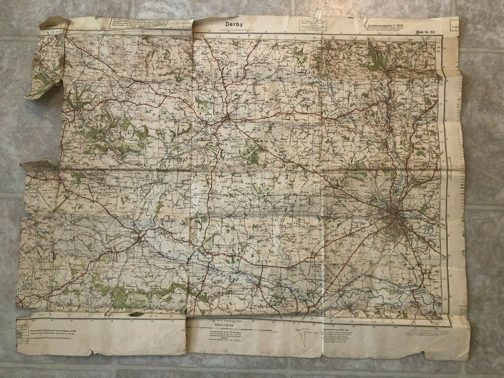 Original used Germany Road Map Munchen First Edition Sheet 4 War Office 1944