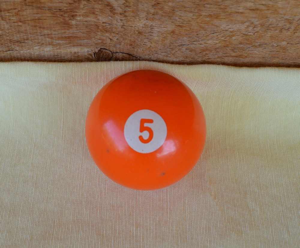 Vintage Pool Ball No. 5 Solid Orange Replacement Re-purpose