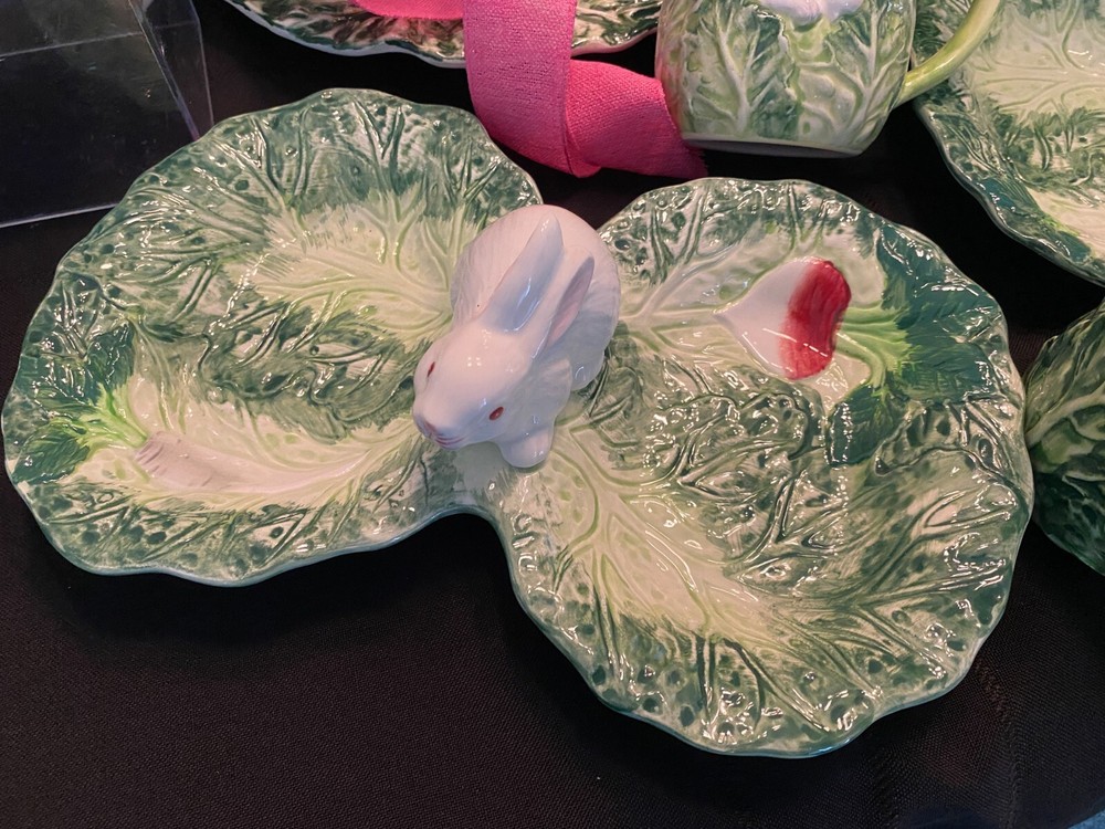 Easter Bunny, Rabbit Patch, Figural Handled 2-Part Serving Dish, Shafford Japan