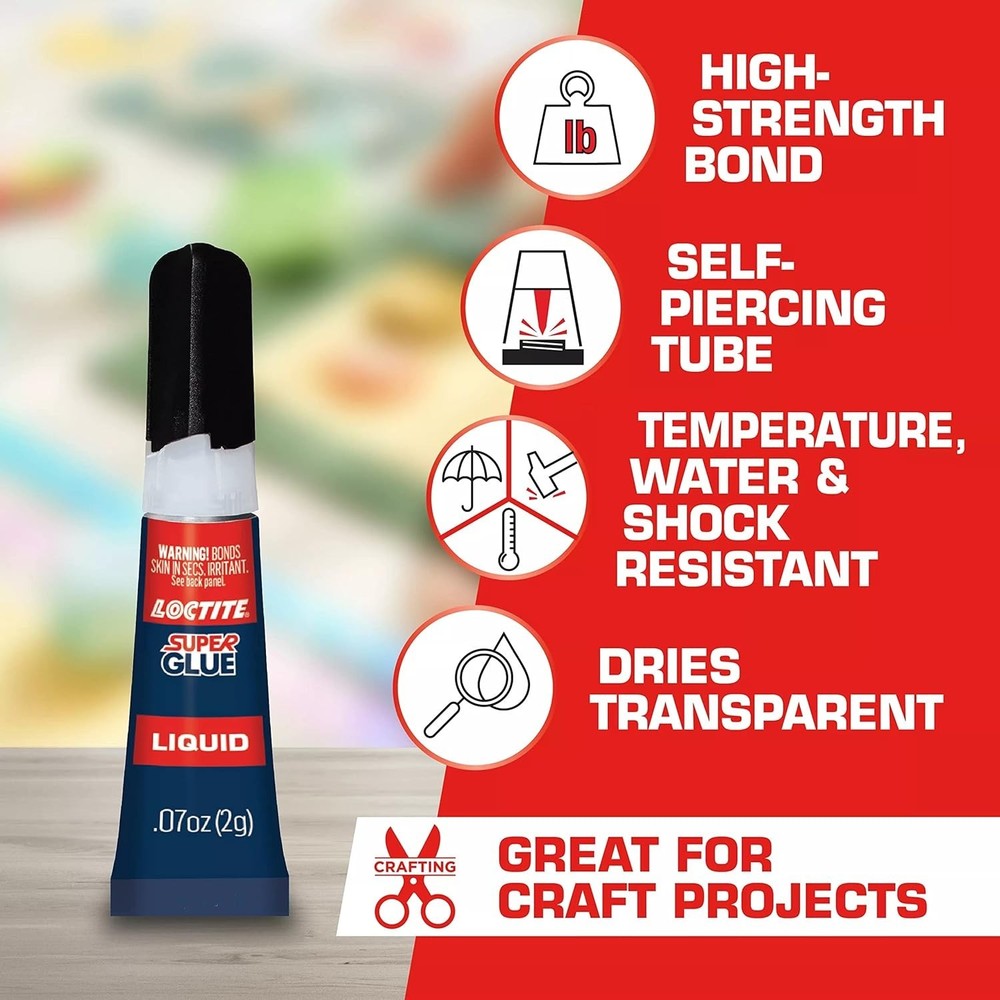 Super Glue Liquid 2 Pack - Clear, Quick Dry Adhesive for Hobbies & Repairs