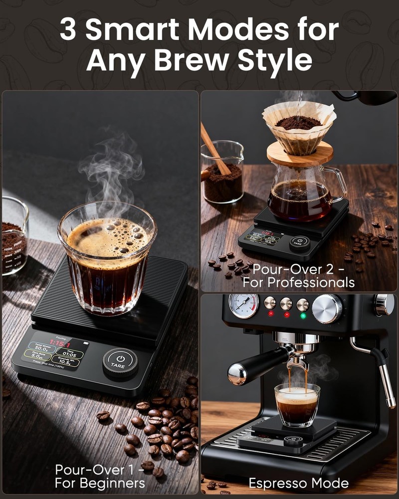 INSMART Bluetooth Coffee Scale w Timer 0.1g Precision Espresso Pour Over App