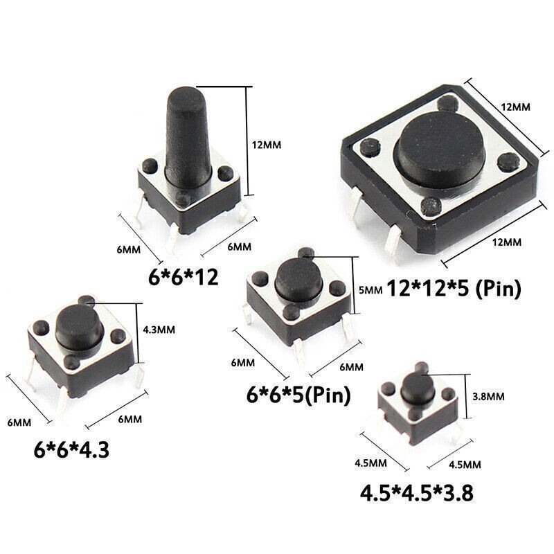 Micro Switch Push Tact Button ON/OFF Touch Button Switch Assortment Kits US