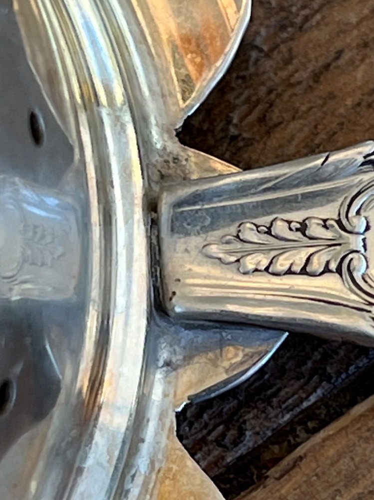 Silver Tea Strainer — with Attached Handles