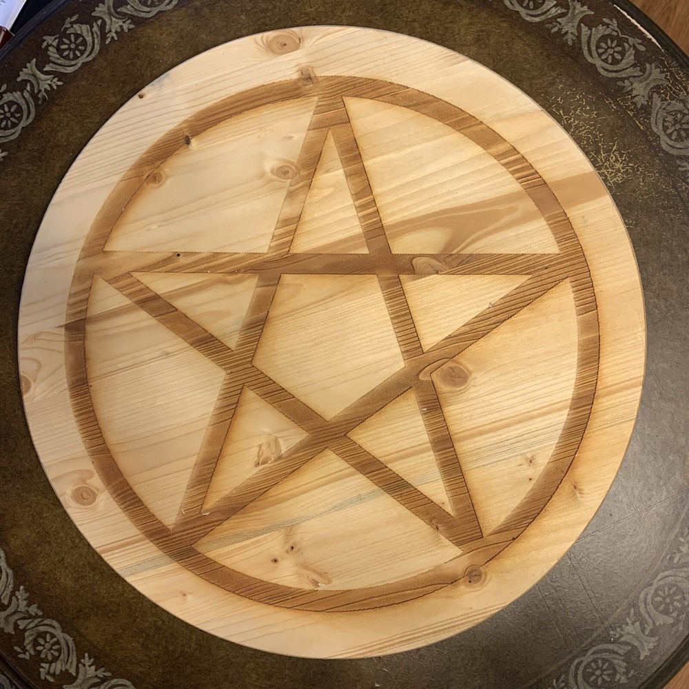 Large Solid Wood Laser Engraved Pentagram Altar