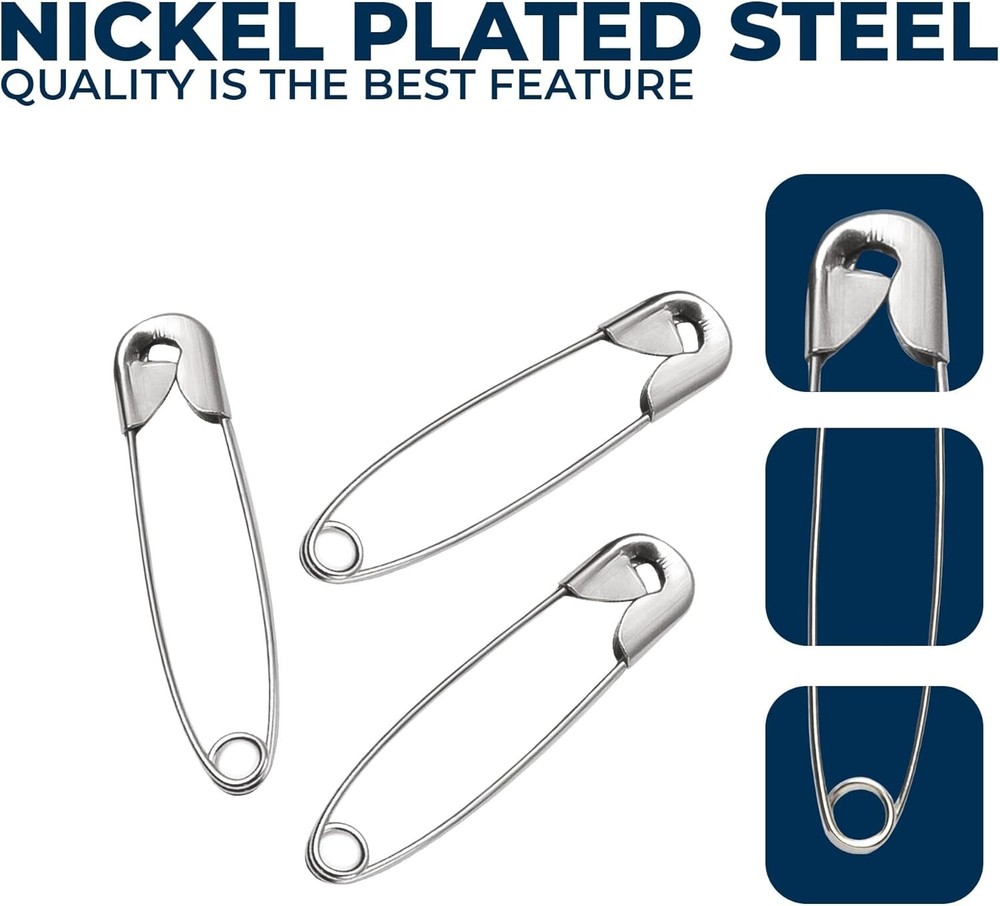 Multipurpose Safety Pins Value Pack - 250 Rust-Resistant Pins in Convenient Box