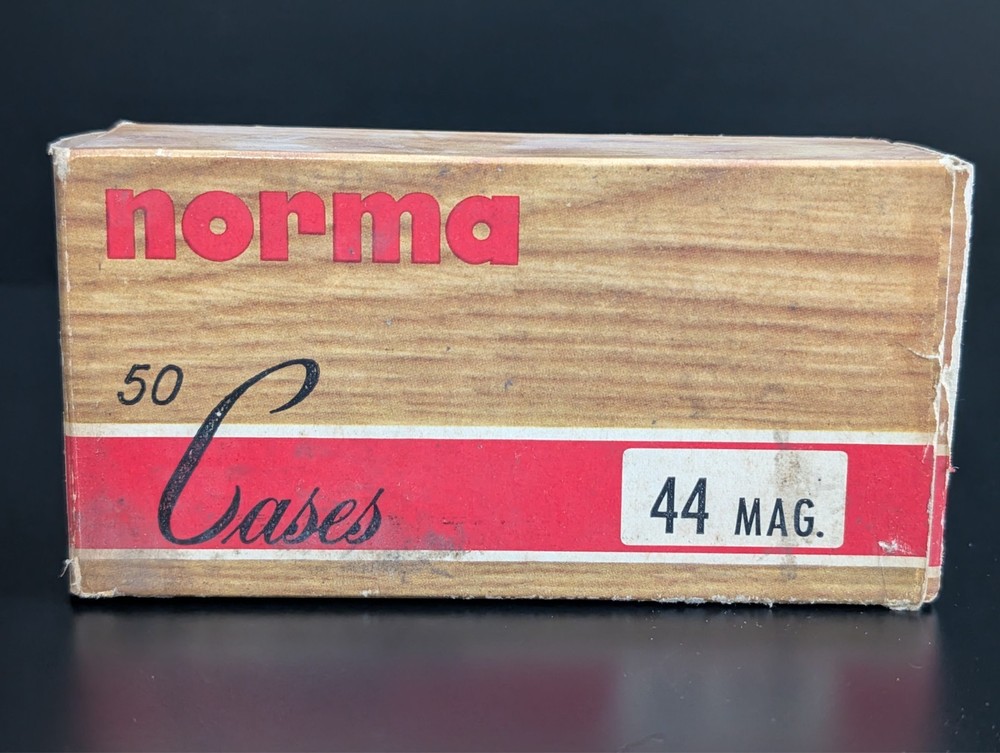 VINTAGE NORMA 44 MAGNUM AMMO BOX w/ INSERT EMPTY (a)