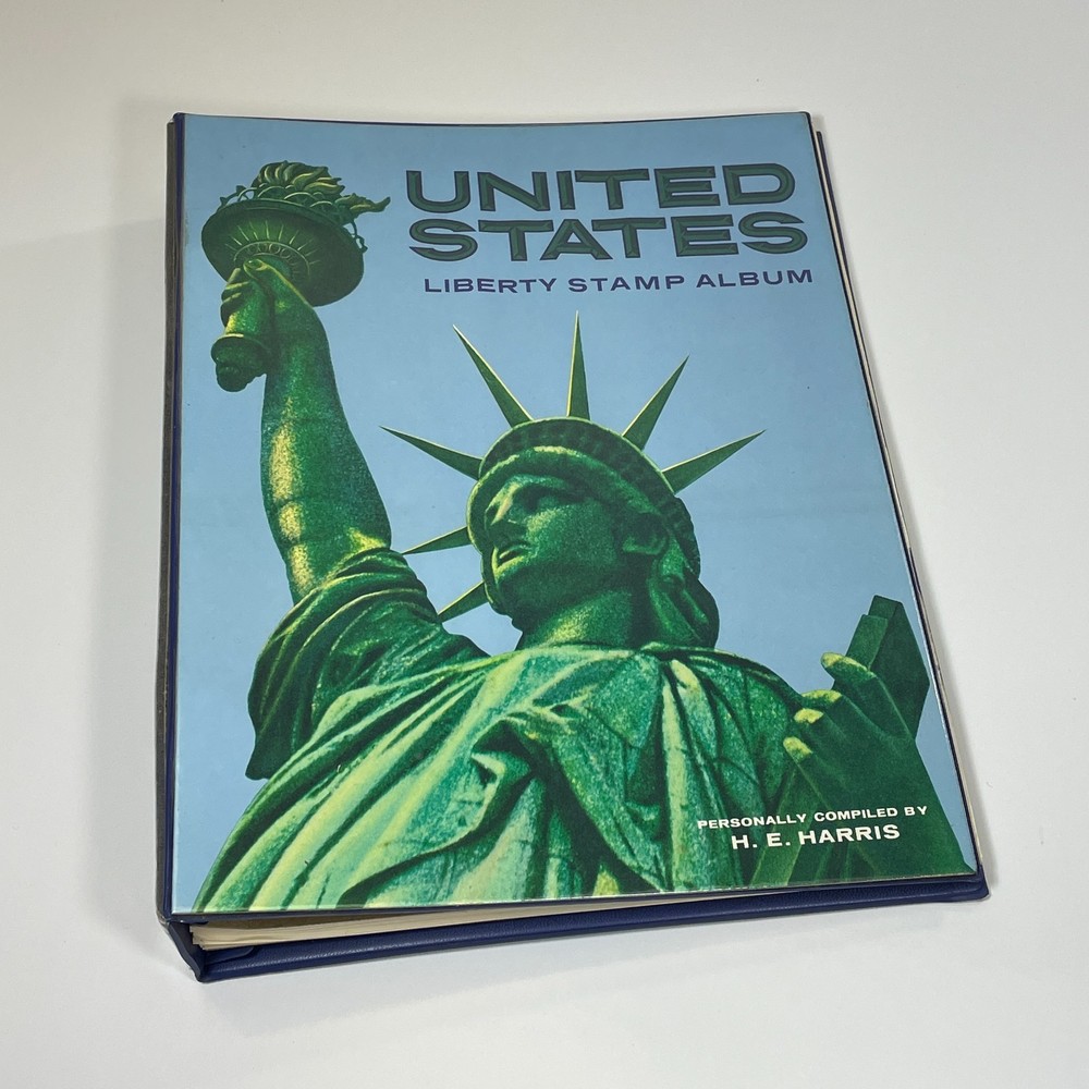 Vintage United States Liberty Stamps Album Collection Book HE Harris