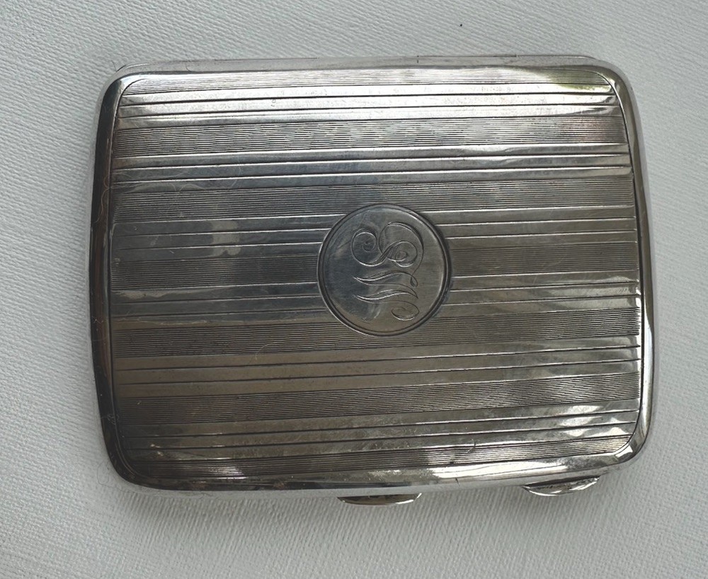 Sterling Silver Antique Engraved Design Cigarette Case, SW