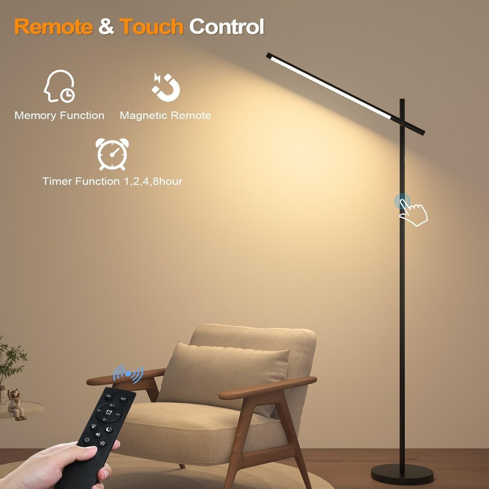 LED Corner Floor Lamp, 360°Rotating Head, Super Bright 1800LM Dimmable