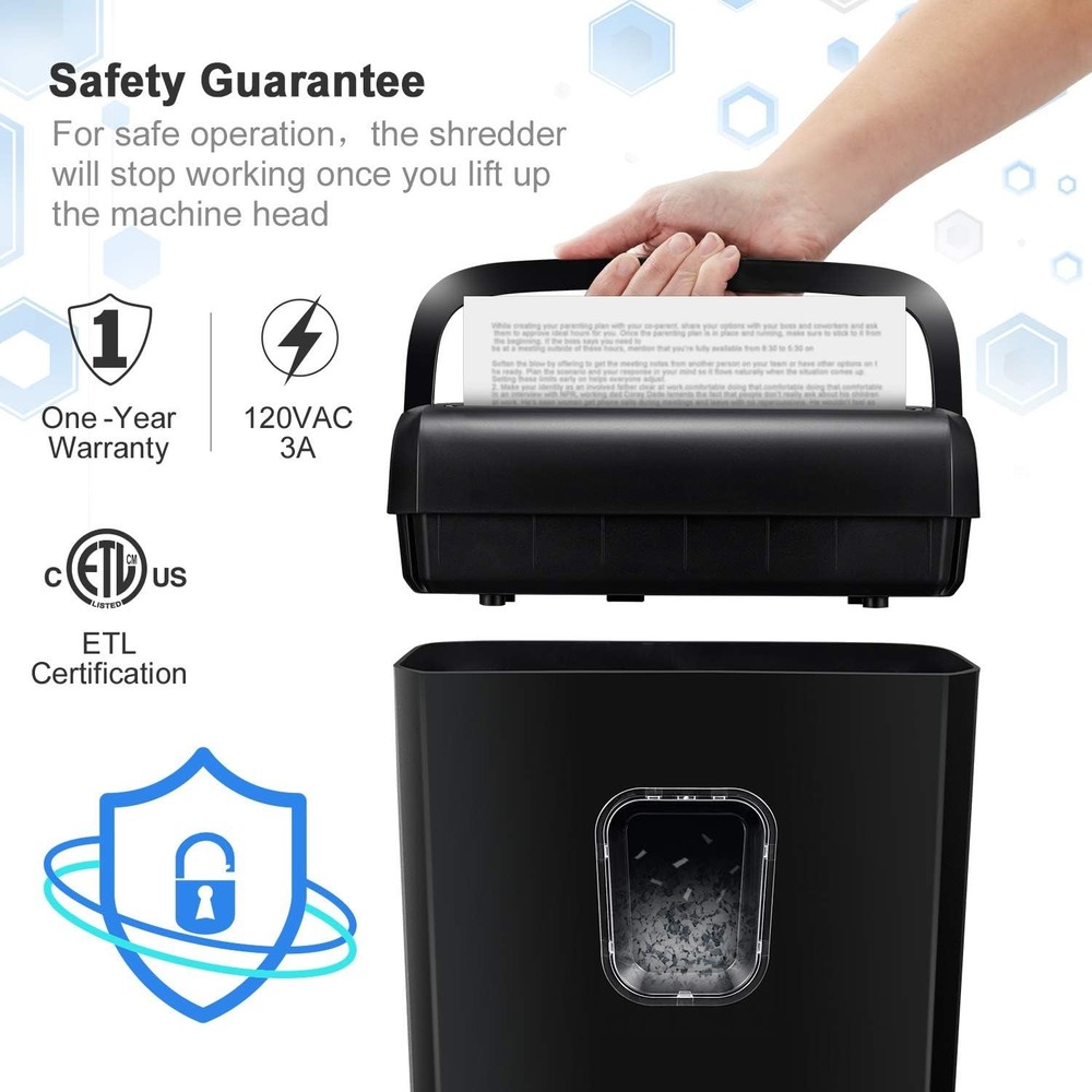 6-Sheet Micro-Cut Paper Shredder P-4 High-Security Home & Small Office Use