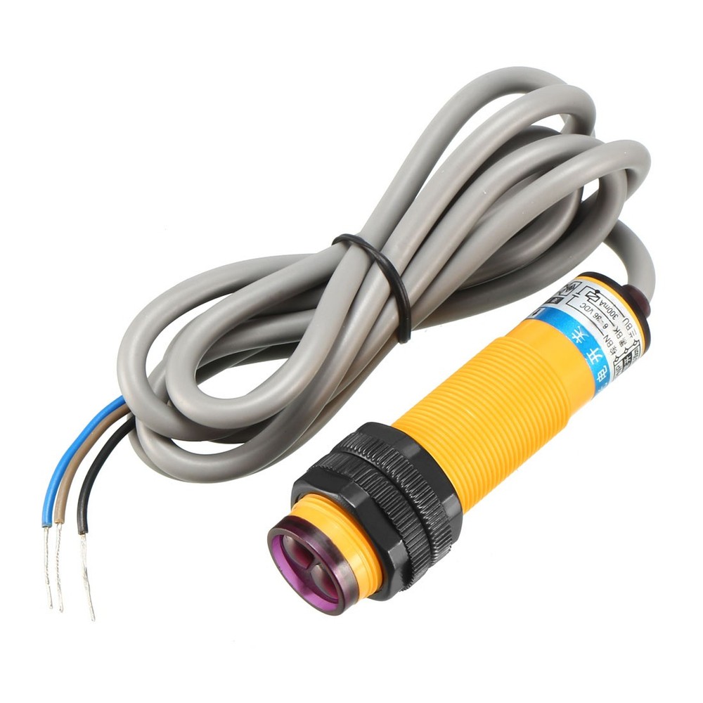 300mA Infrared Ray Diffuse Reflex Optical Sensor Switch DC 6-36V Yellow