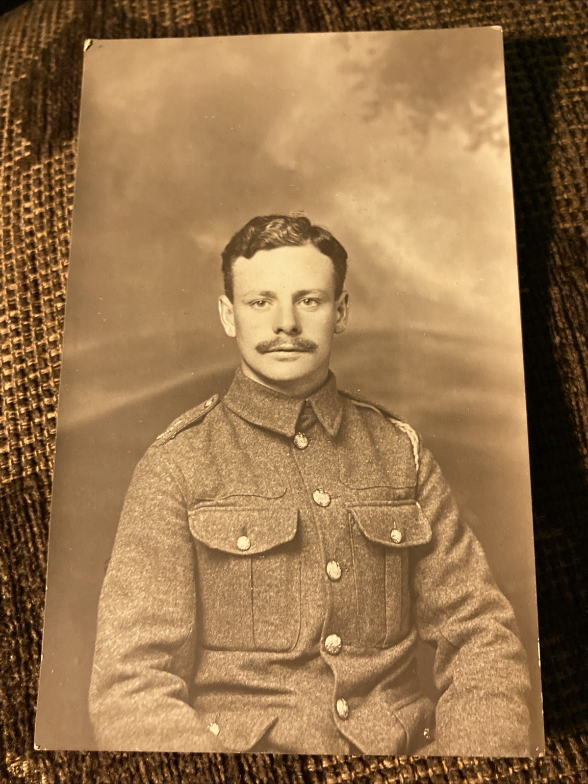 WWI era RPPC Army Soldier Portrait Photo Postcard - Winchester