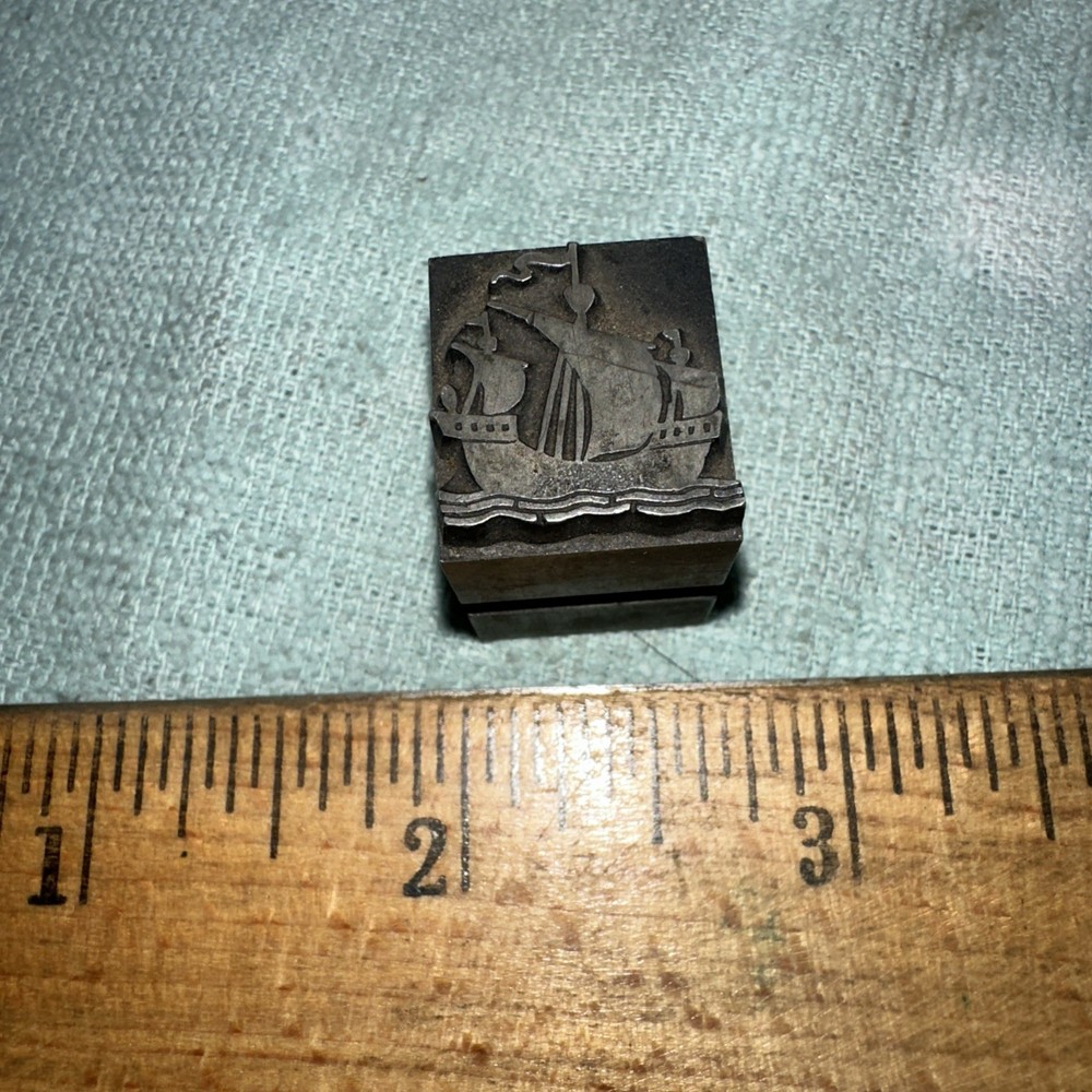 Printing Block “ Old Sailing Ship “ Lead Block