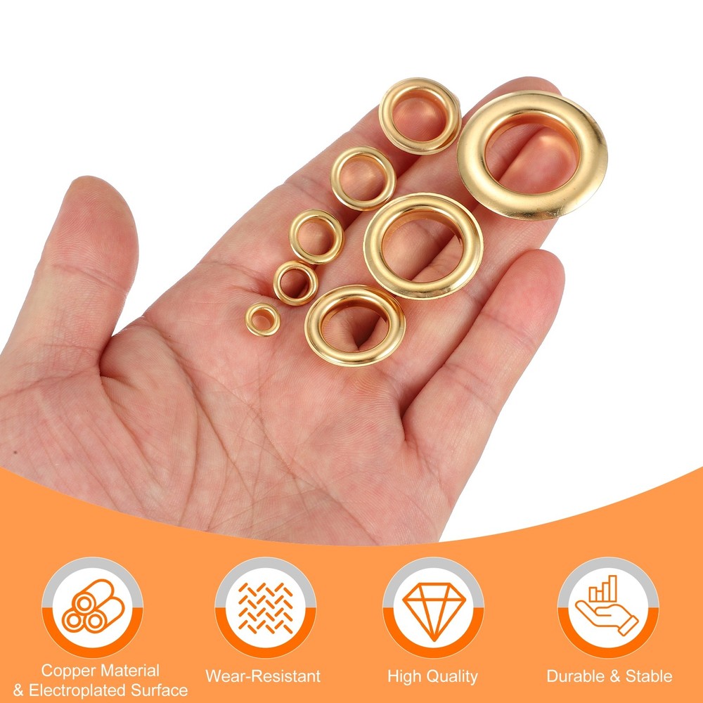20Set Grommets Eyelets Kit 3.5mm Copper Eyelets with Setting Tool Gold