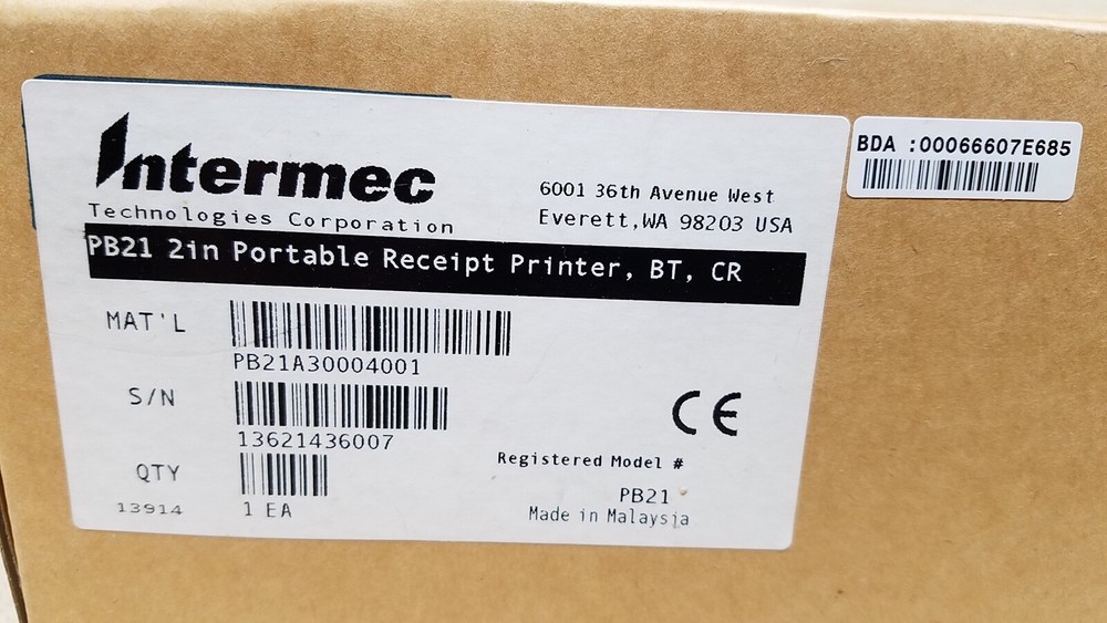 INTERMEC PORTABLE RUGGED MOBILE RECEIPT THERMAL PRINTER PB-21 A30004001