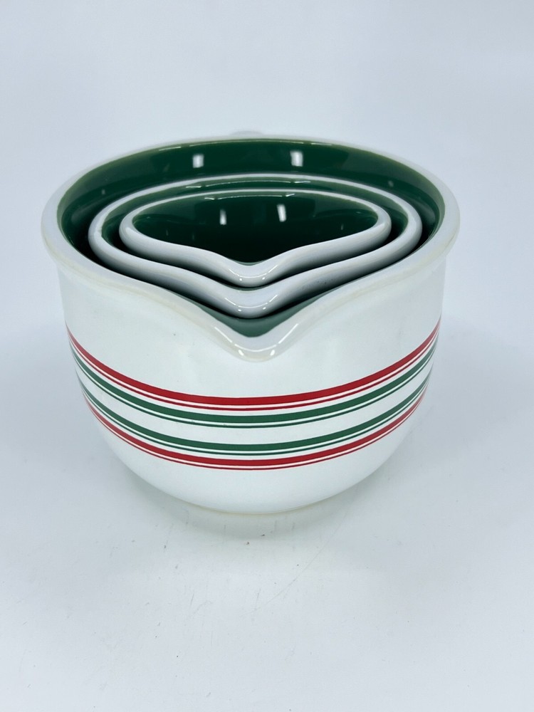 3pc Chantal Measuring Cups Nesting Bowls Stackable Striped 1 cup, .5 cup 1/4 cup