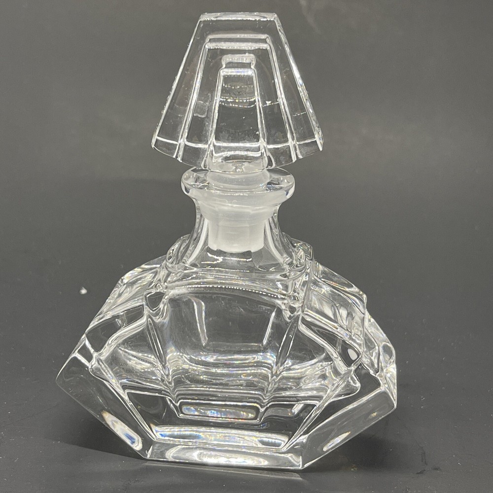 Cotte Crystal Perfume Vanity Bottles Ground Stoppers Signed Set 2