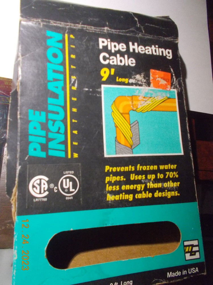 MD #64386 9' Pipe Heating Cable, Unused, Untested